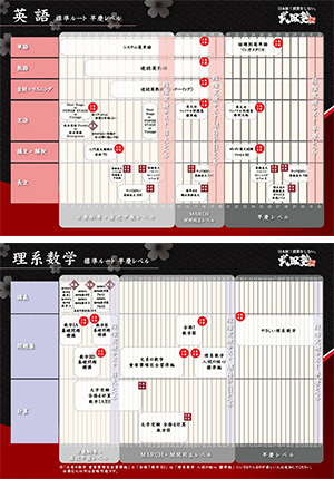 志望校と自分のレベルに合わせた科目別カリキュラム